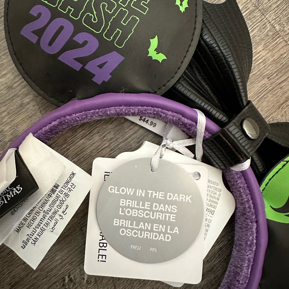 NWT Disney Parks Loungefly Oogie Boogie Bash 2024 Glow in the Dark Mickey Ears - Picture 10 of 10